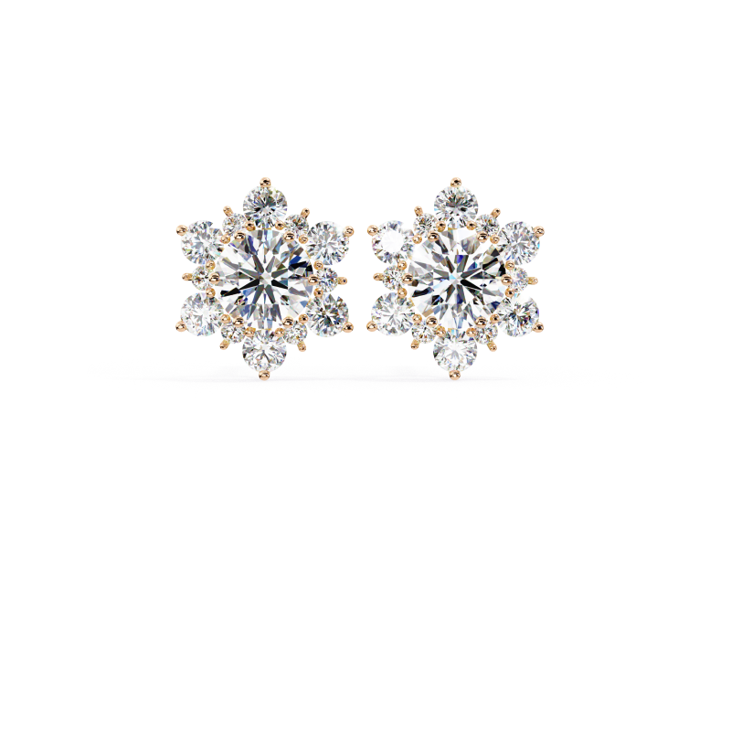 Luminous Snowflake Diamond Stud Earrings